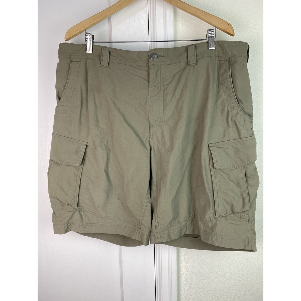 REI Men's 2XL Olive Green Elastic Waist Nylon Cargo Outdoor Hiking Shorts